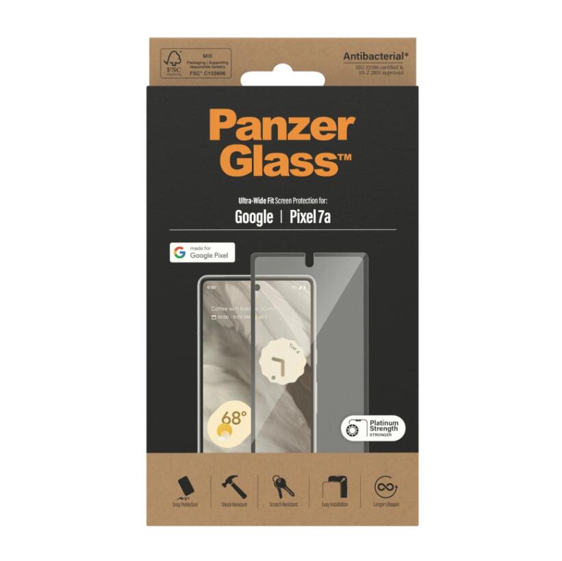 PanzerGlass™ Displayschutzfolie für das Google Pixel 7a (Ultra-Wide-Fit) PanzerGlass™ Displayschutzfolie für das Google Pixel 7a (Ultra-Wide-Fit)